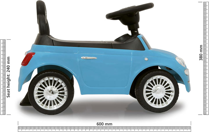JAMARA 460327 - Rutscher FIAT 500 blau - offiziell lizenziert, Kofferraum unter der Sitzfläche, Schu