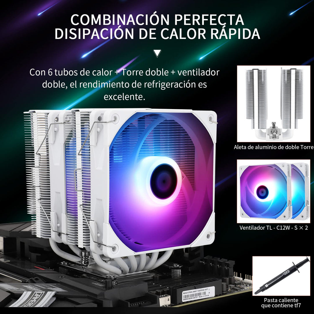 Thermalright Peerless Assassin 120 White ARGB CPU Air Cooler,6 Heat Pipes, Dual 120mm TL-C12W-S PWM