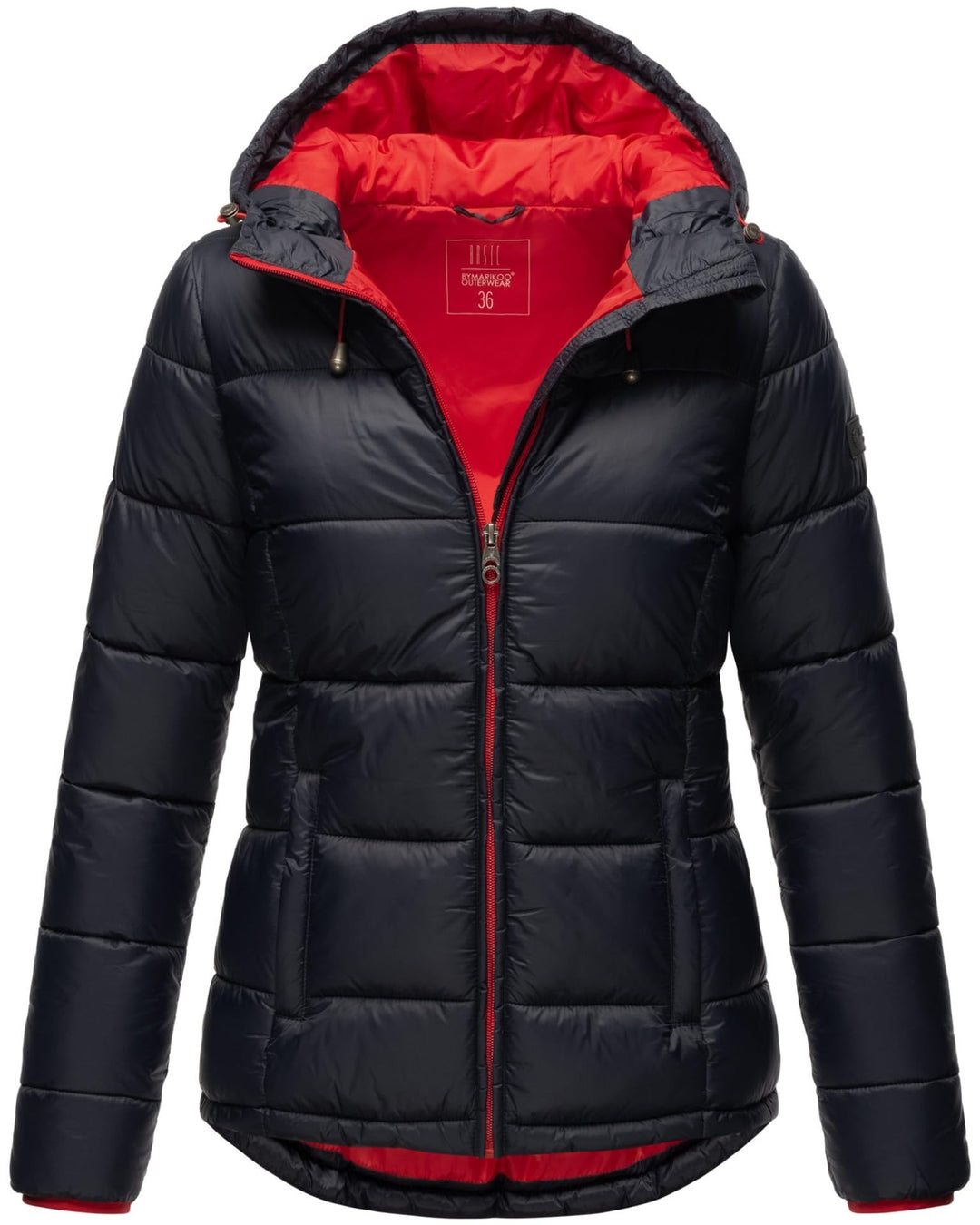 MARIKOO Damen Steppjacke gesteppte Winterjacke mit Kapuze B927 34 Navy, 34 Navy