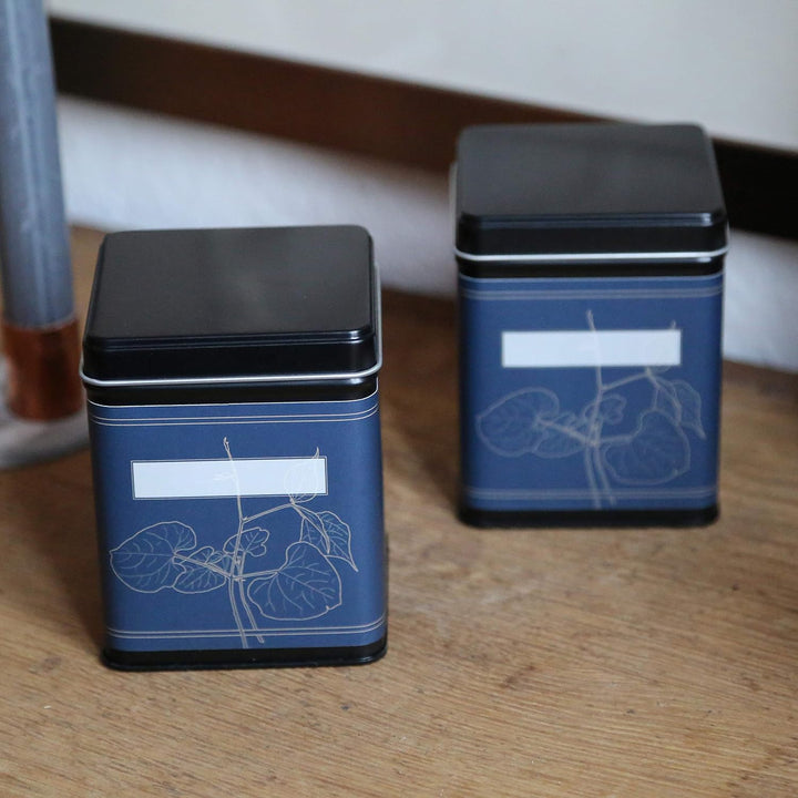 6x klassische eckige Teedose, stapelbar, aromadicht aus Metall für je 140g Earl Grey, inkl. 6 floral