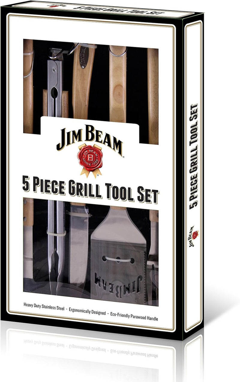 JIM BEAM Grillbesteck-Geschenkset/ Holzgriffe/ 5