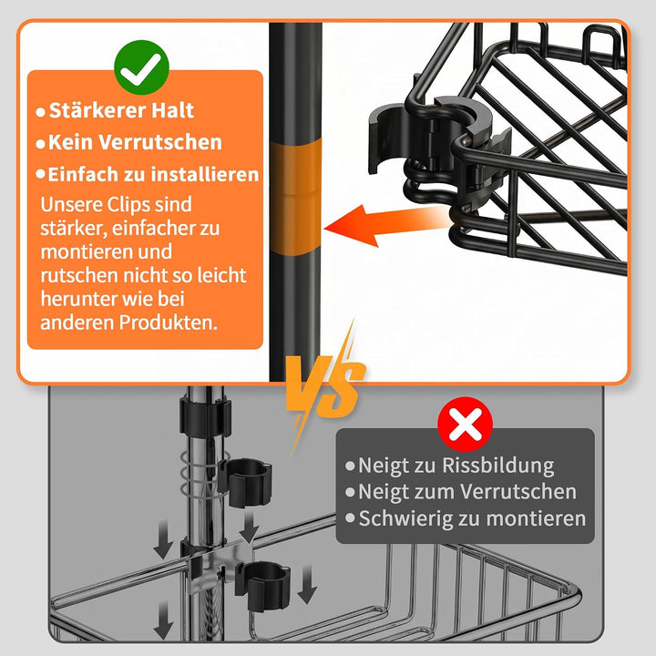 KEGII Teleskop Duschregal mit 4 Körben Duschablage mit Handtuchhalter | Höhenverstellbare 63,5-290 c