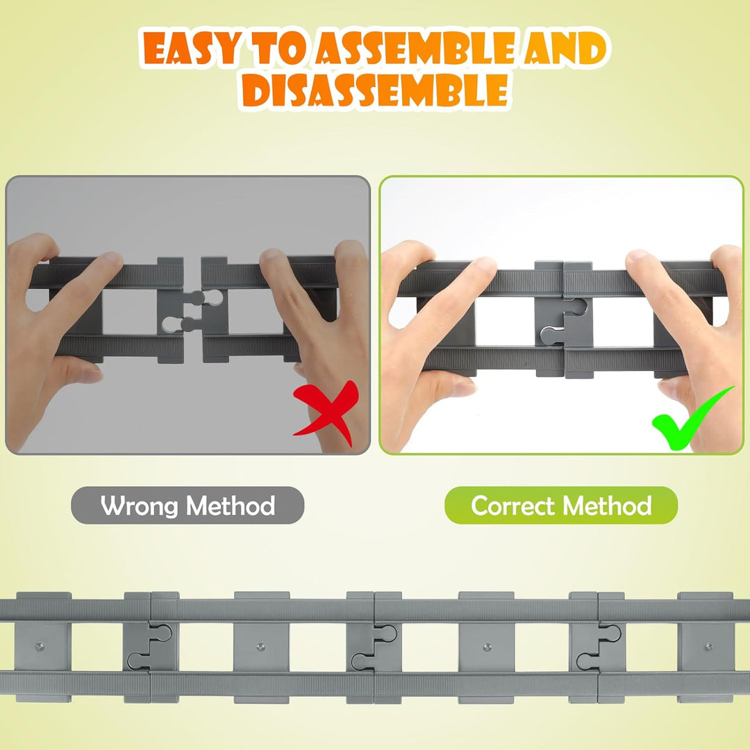 POFIBO Eisenbahn Schienen Set - 32 Stück Bausteine Zug Schienen Set, Eisenbahn Erweiterung, Spielzeu