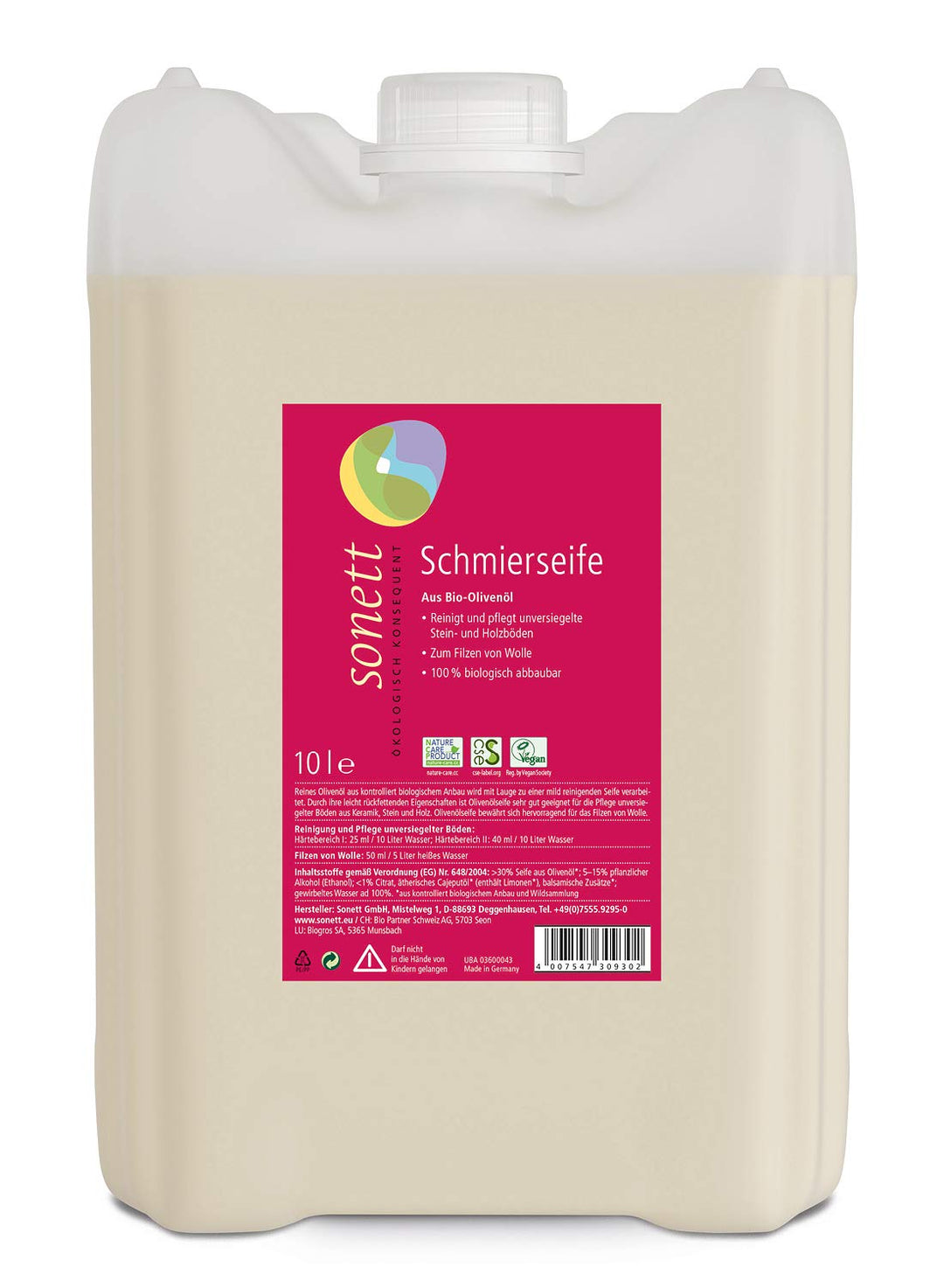 Sonett Schmierseife flüssig, 10 Liter