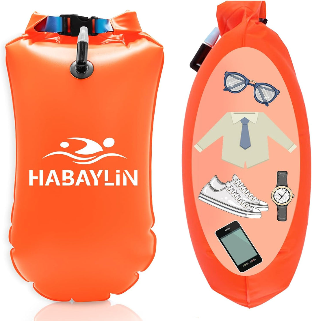 Schwimmboje - 20L Orange, Boje Schwimmen für Erwachsene und Kinder, Trockensack Gute Sicherheit beim