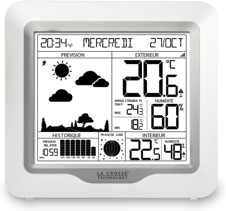 La Crosse Technology - WS6823 Wetterstation mit Vorhersage und DCF-Signal, Weiss