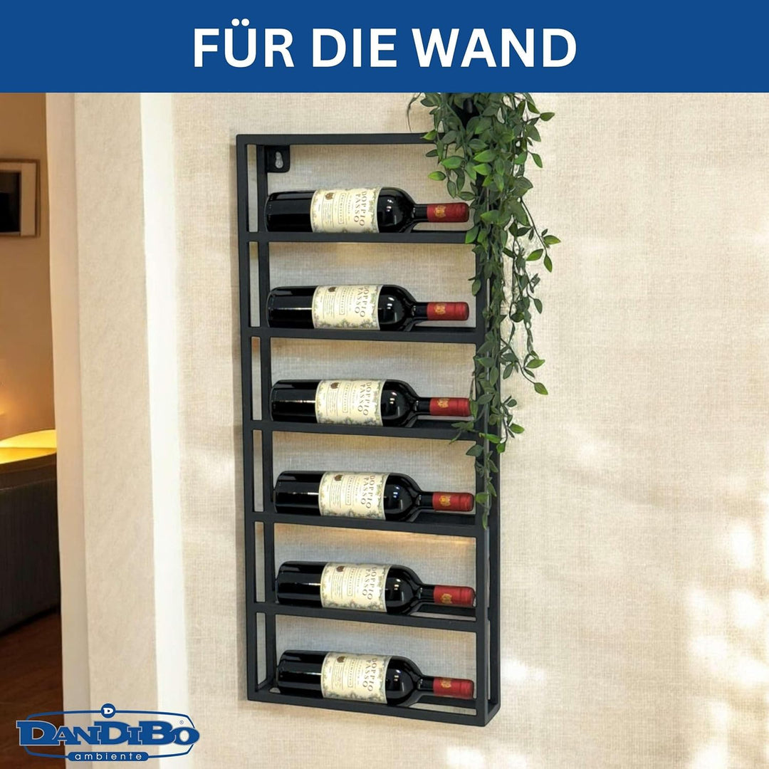 DanDiBo Weinregal Wand Metall Schwarz Design 96603 Flaschenregal Weinflaschenhalter Weinhalter Flasc