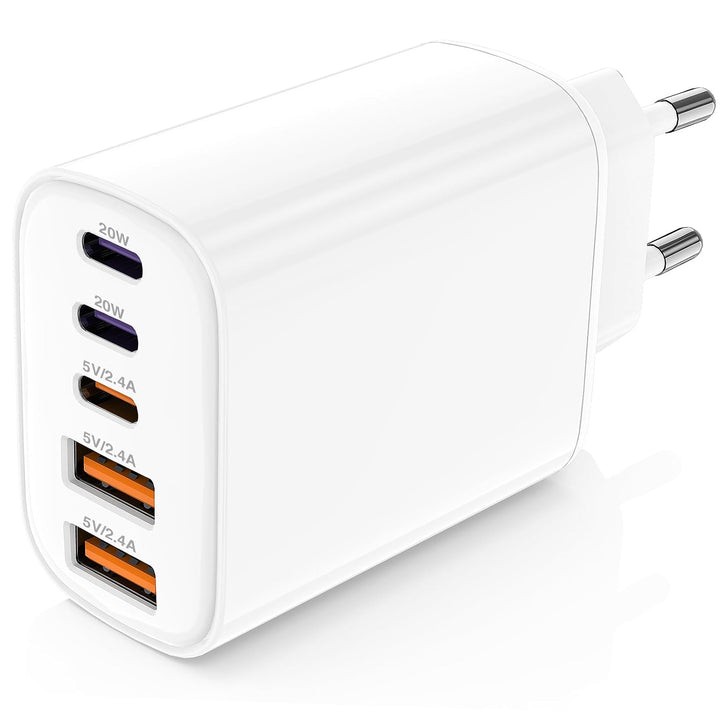 Schnellladegerät 5Port USB-C und USB-A, USB C Ladegerät Power Adapter, Schnellladeblock Fast Charger