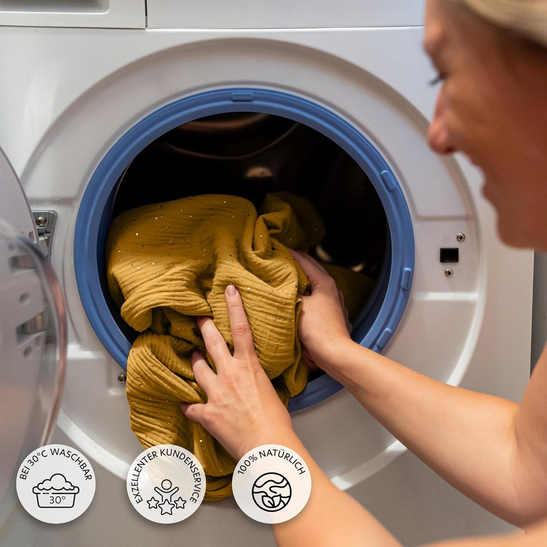 Betthimmel Babybett mit Goldapplikationen [in 12 Farben] Himmel Babybett aus 100% Baumwolle Musselin