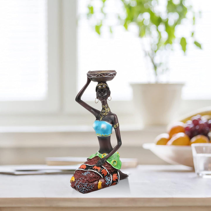 BESPORTBLE 2St dekorative Ornamente Afrikanische Kunstfiguren Kerzen Tablettdekor Schwarze Figuren H