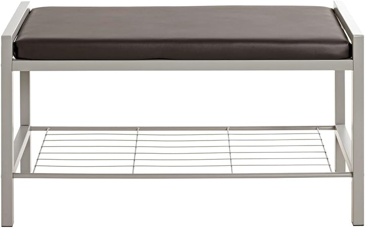 HAKU Möbel Schuhbank, Kunstleder, alu-schwarz, B 80 x T 32 x H 48 cm, Alu-schwarz