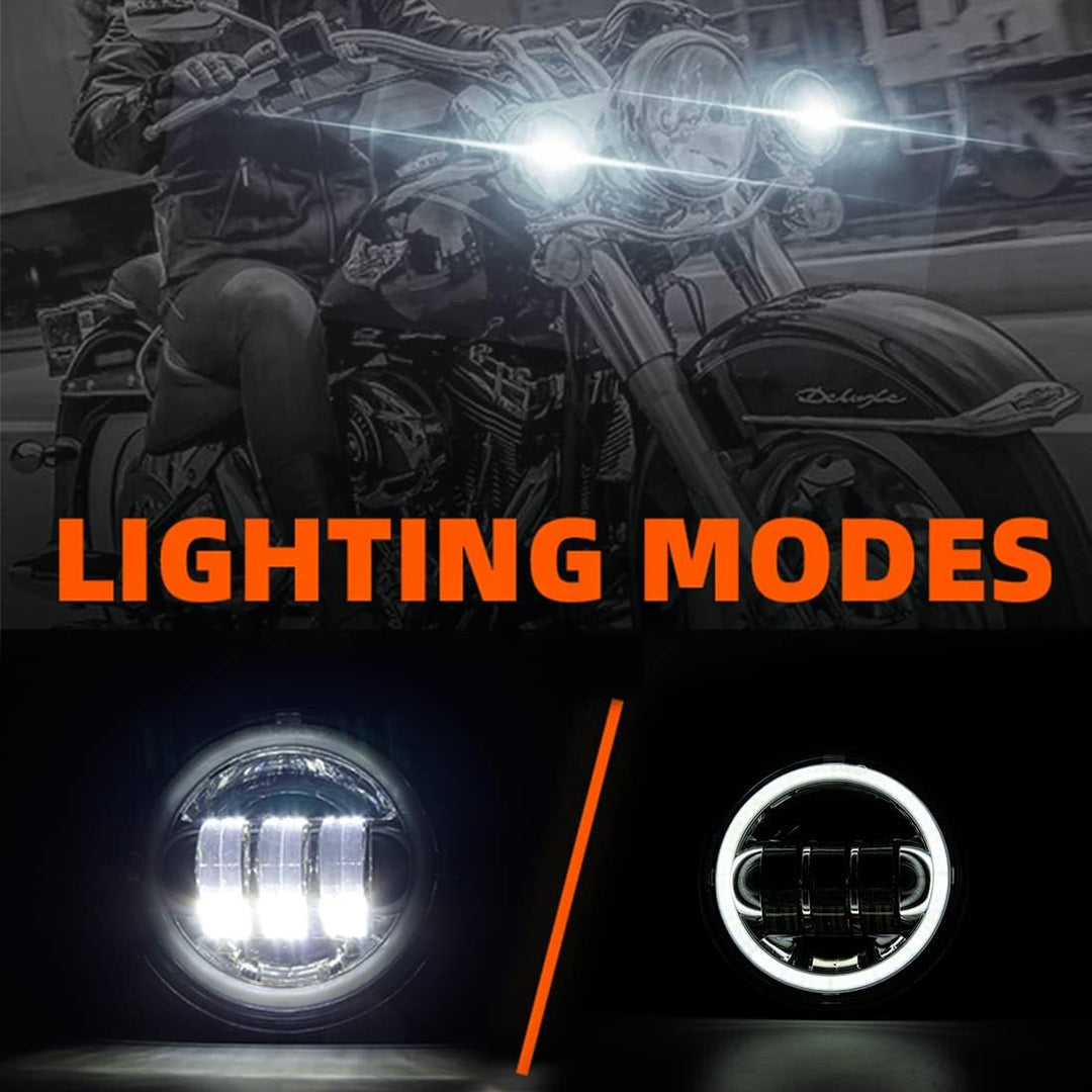 SKUNTUGUANG 1 Paar 4,5-Zoll-LED-Nebelscheinwerfer mit Angel Eyes für 1998–2015 Electra Glide (weiss)