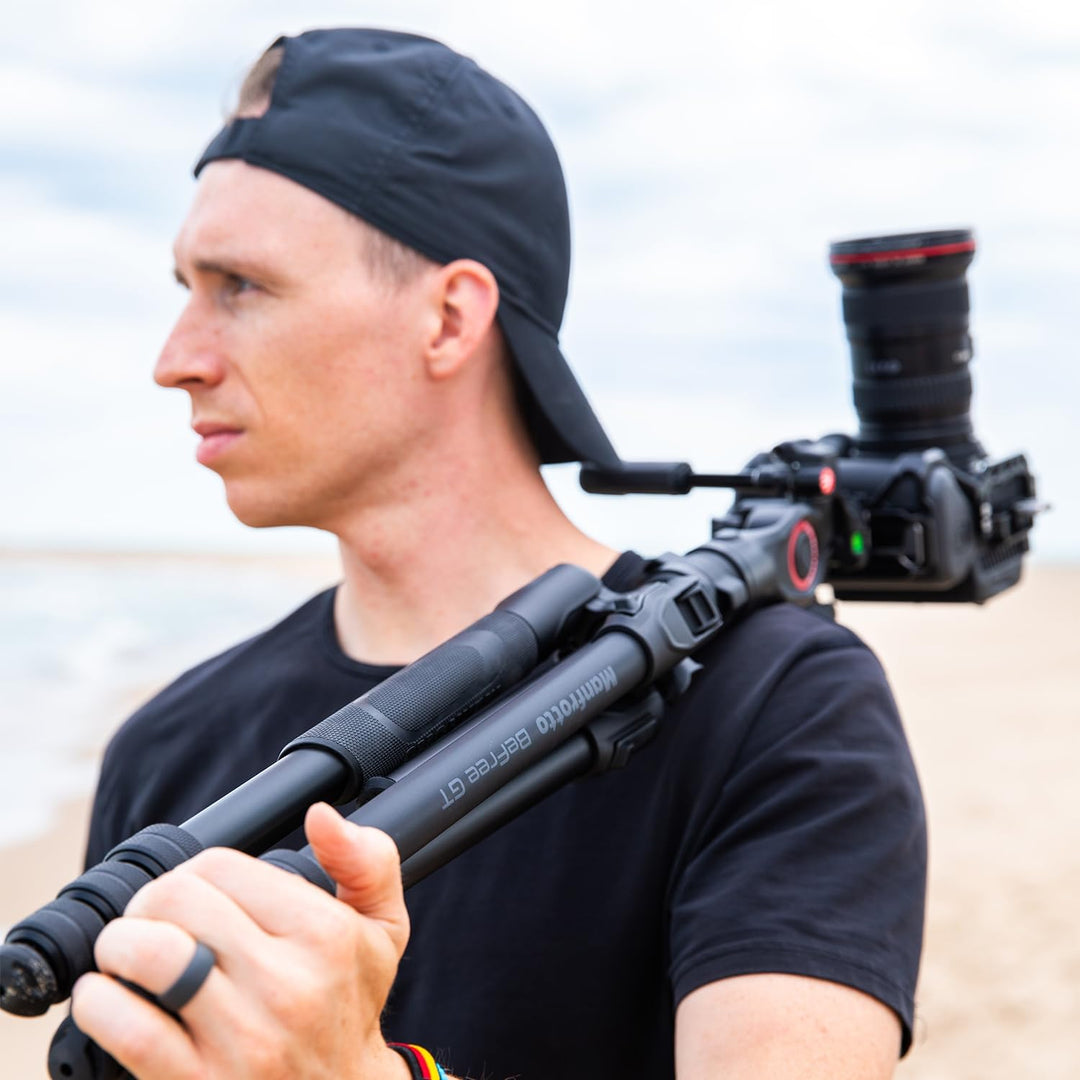 Manfrotto Befree GT PRO 3-Way, Professional Travel Tripod Kit, 3-Way Fluid Head, Levelling Column, P