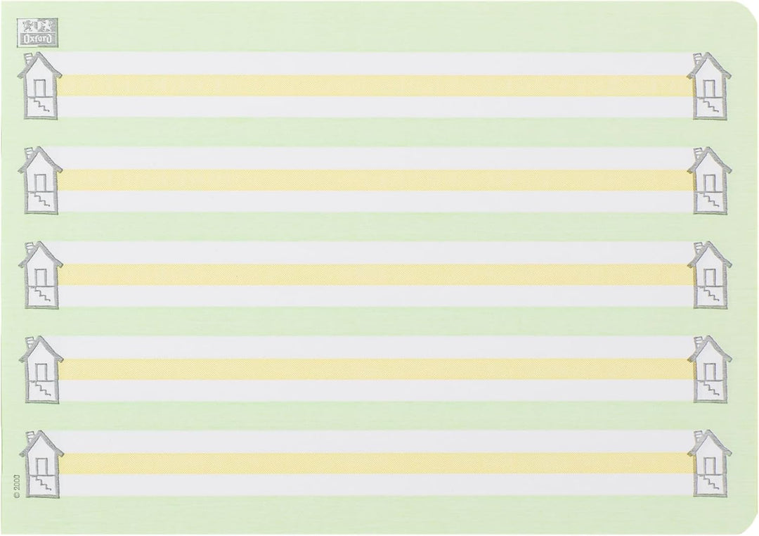 Oxford Schreibheft, A5 quer, Lineatur 0 (1. Klasse), 16 Blatt, 10 Stück Lineatur 1q + farbiges Mitte