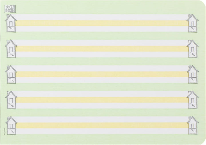Oxford Schreibheft, A5 quer, Lineatur 0 (1. Klasse), 16 Blatt, 10 Stück Lineatur 1q + farbiges Mitte