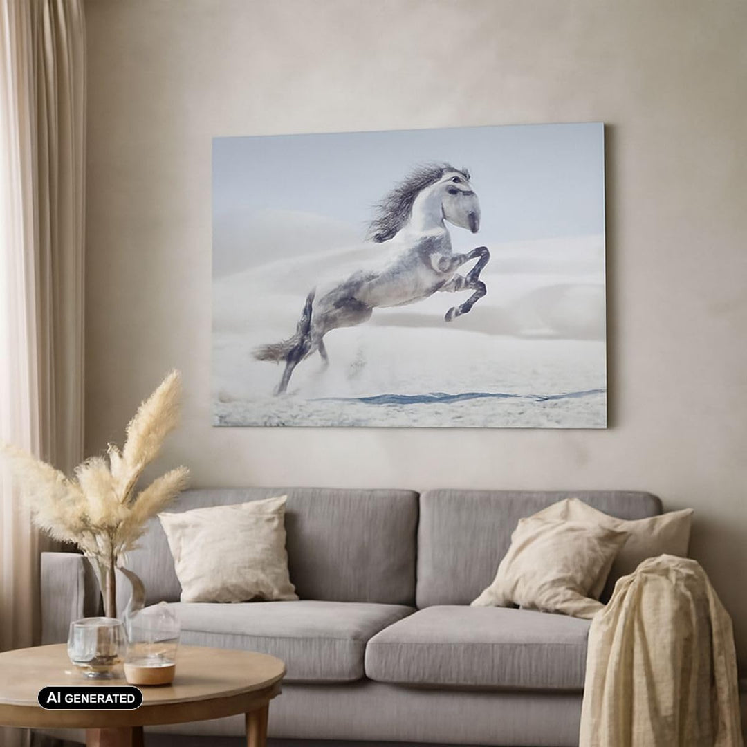 Bilder auf Leinwand Pferd Tier Natur Leinwandbild mit Rahmen 70x50cm Wandbilder Dekoration Wohnzimme