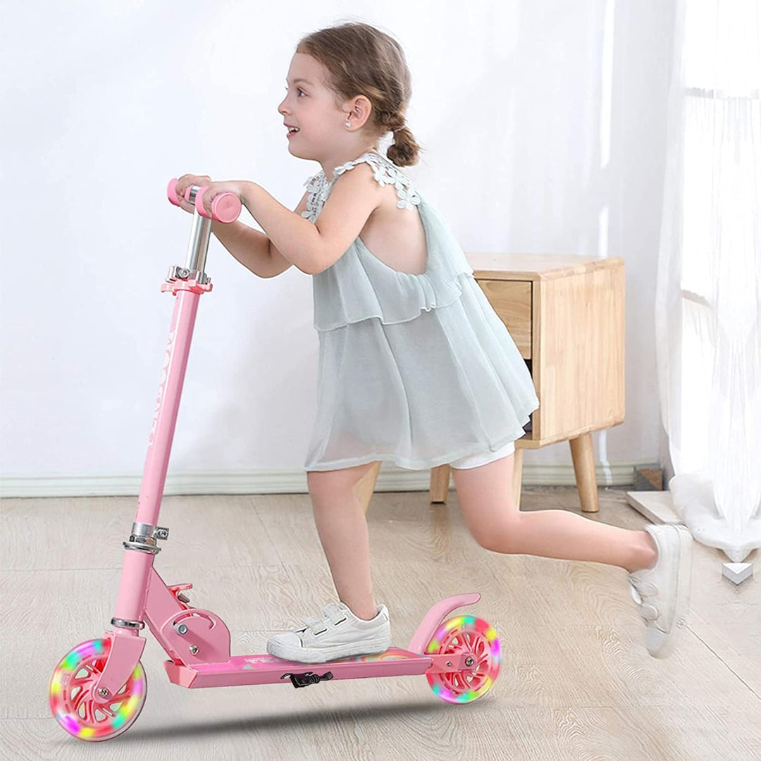 TENBOOM Roller Kinder ab 3 Jahre, 2 Räder Klappbar Scooter,3 Höhenverstellbare Kinderroller,Led-räde