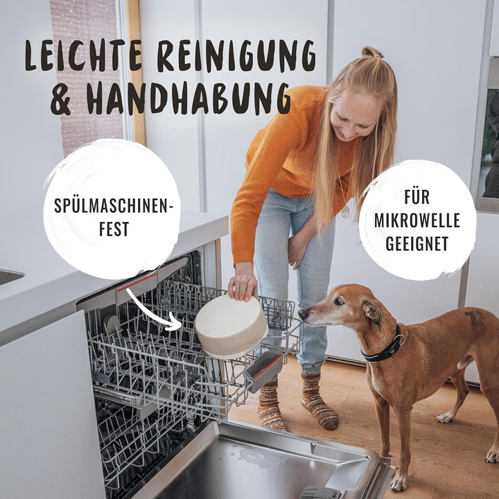 Rudelkönig Hundenapf Keramik - 900ml 2er Hunde Napfset - Handgefertigter Futternapf Hund Keramik - R