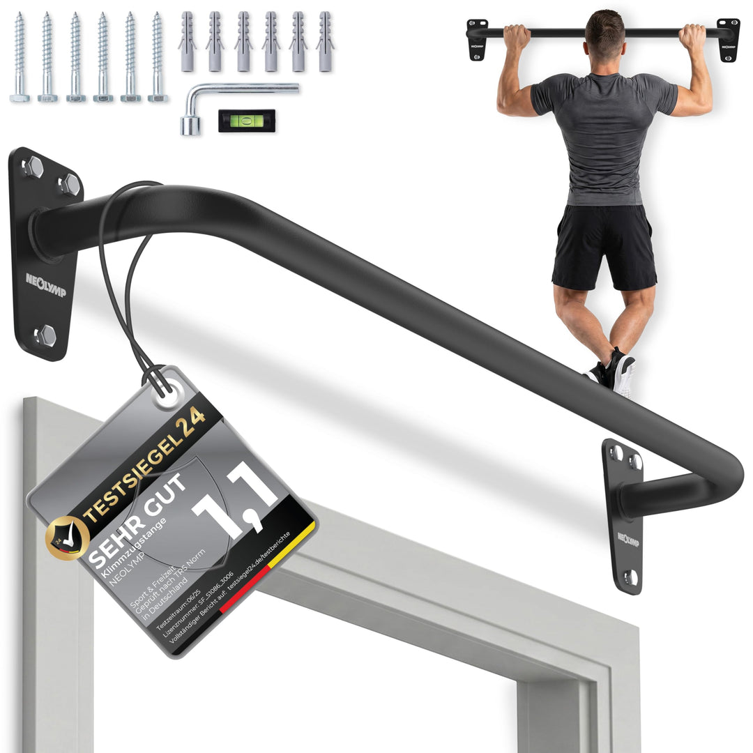 NEOLYMP Klimmzugstange Wandmontage bis 200kg – Stabile Pull Up Bar aus Premium Stahl für Home Gym, O