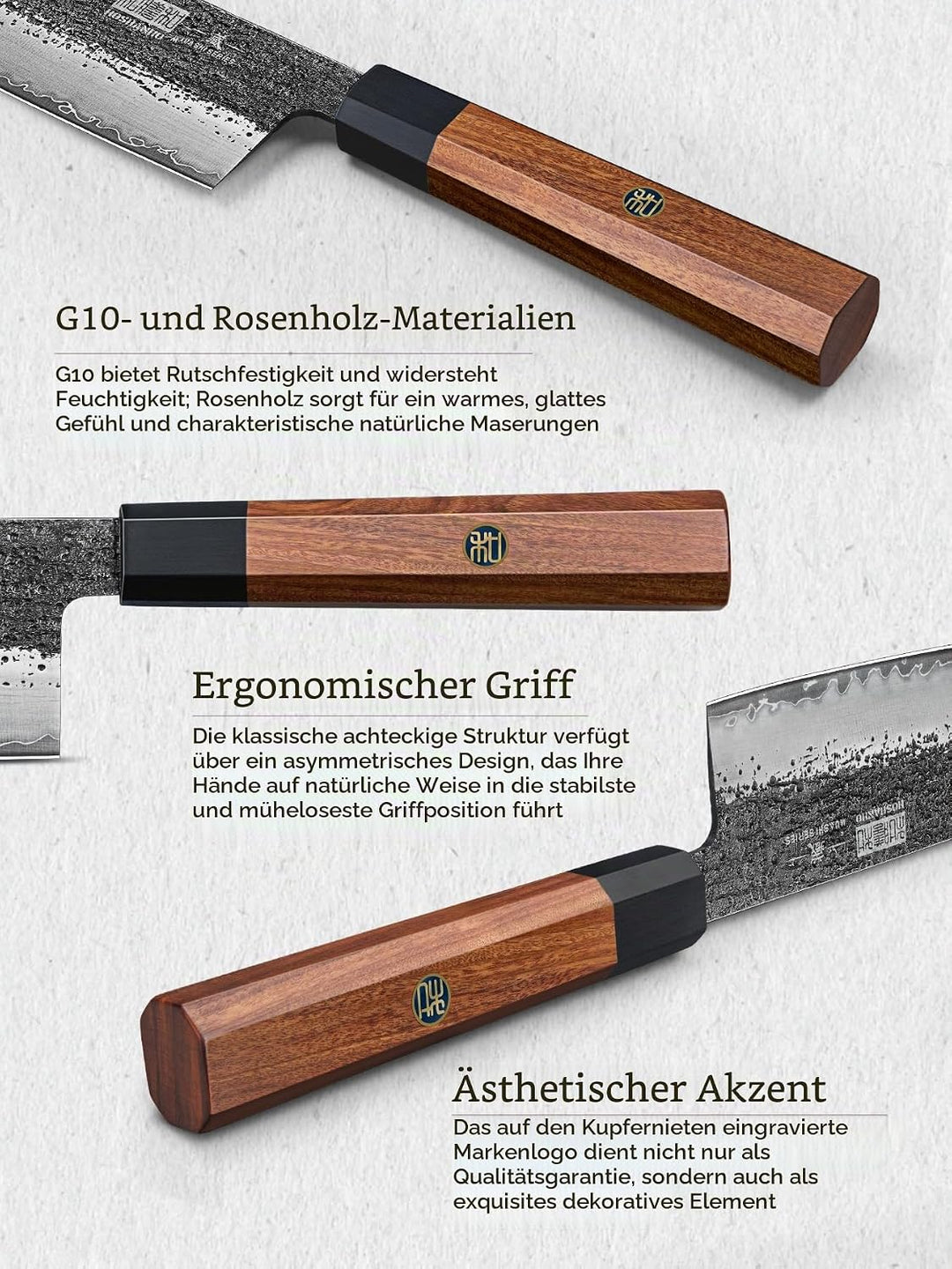 HOSHANHO 18cm Nakiri Messer, Japanisches Hackmesser aus Hochgekohltem Stahl, Professionelles Fleisch