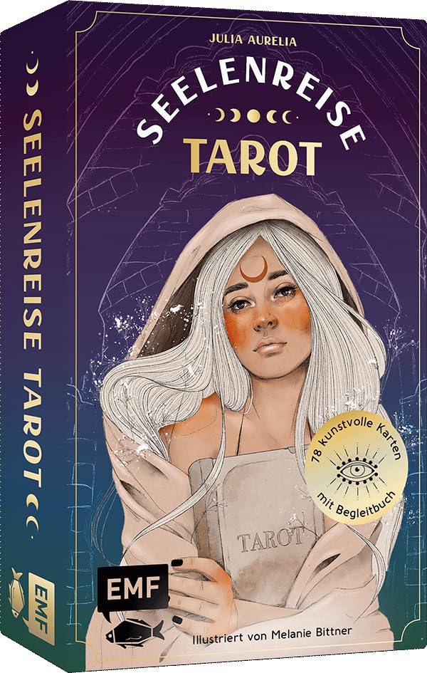 Tarot-Kartenset: Seelenreise Tarot: 78 kunstvoll illustrierte Karten mit Goldrand und Begleitbuch, T