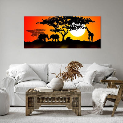 Wandbilder Dekoration Wohnzimmer Tiere Safari Savanne Giraffe Panorama Bilder auf Leinwand 120x50cm