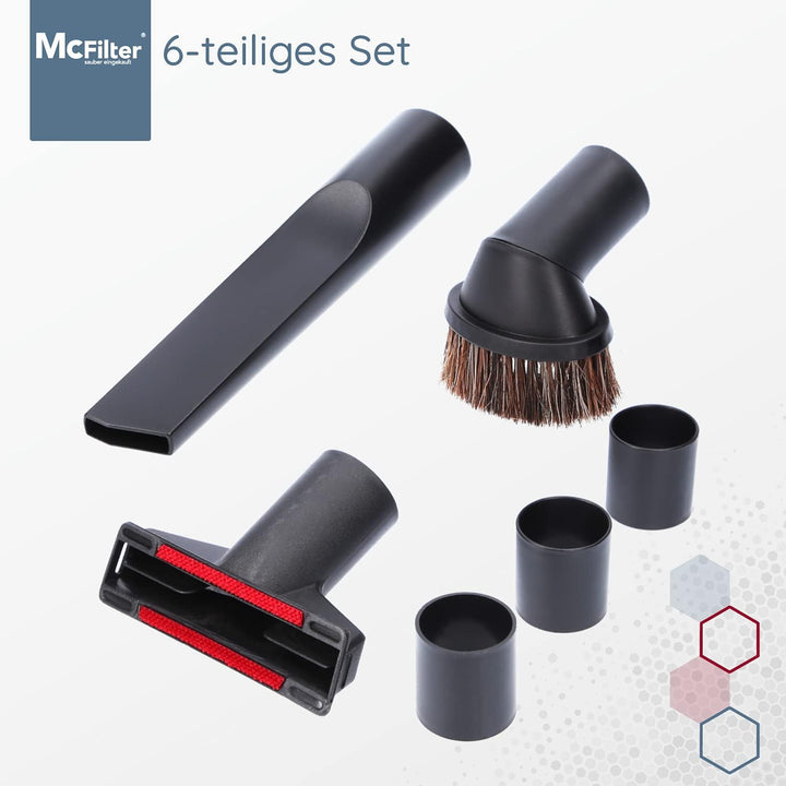 McFilter Düsenset 6-tlg. geeignet für Miele Classic/Compact C1 Staubsauger Serie, Anschluss 32/35mm,