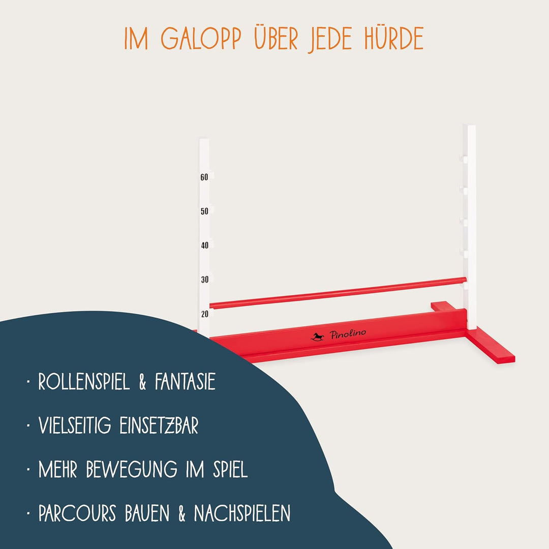 PINOLINO Hindernishürde Hoppe, Weiss/Rot, 1 Stück, Koordinationstraining – Ideal für Steckenpferd-Re