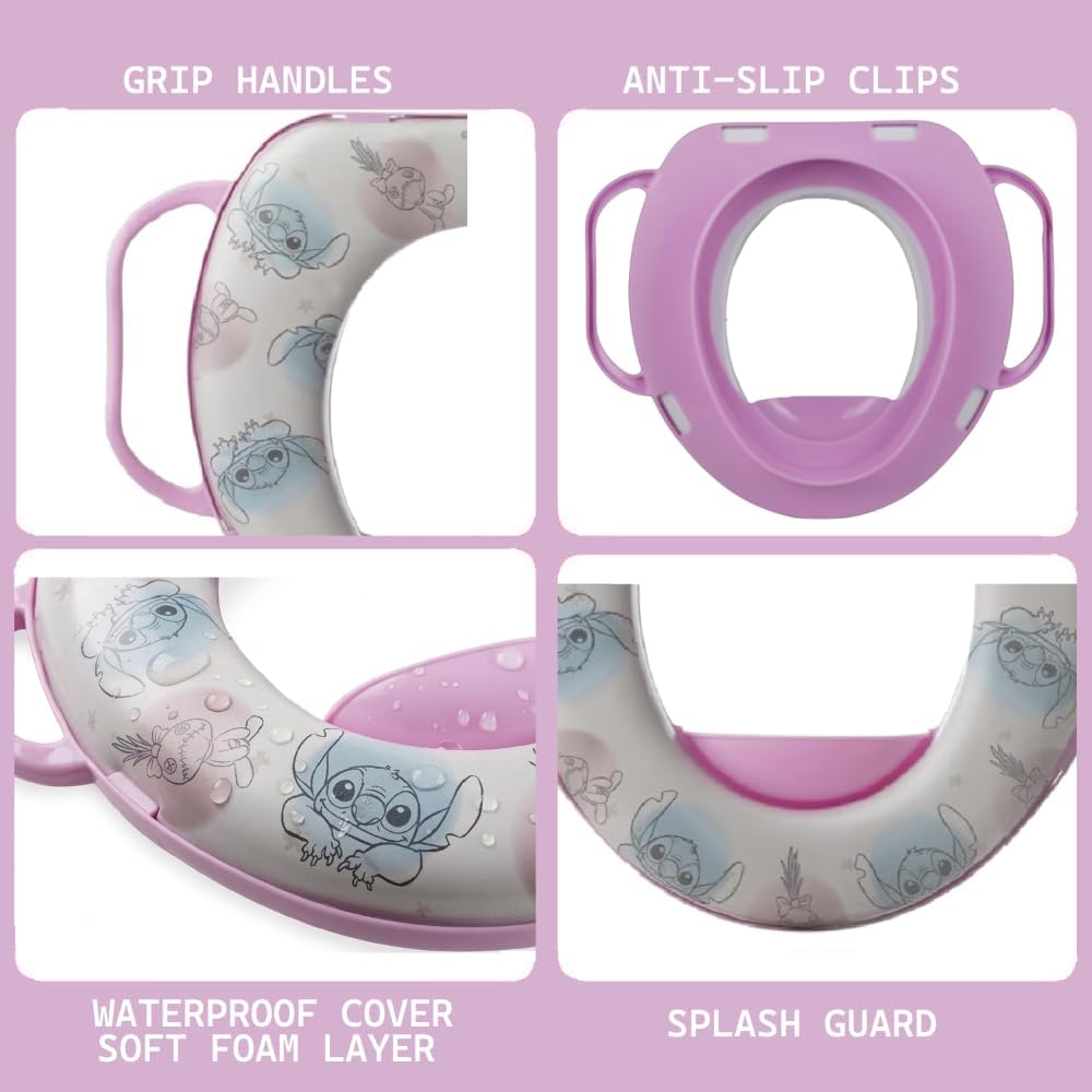 Disney Stitch Toilettensitz für Kinder, mit ergonomischen Griffen, universell, 35 x 30 cm, bequemer