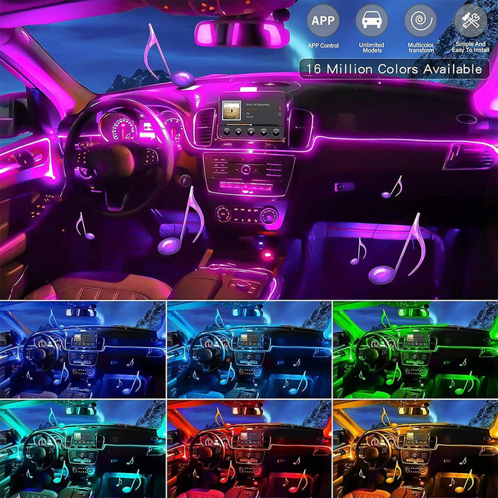 Sunshine smile Innenbeleuchtung Auto,6M/5 in 1 RGB Innenraumbeleuchtung,12V Led Atmosphäre Licht ,Ap