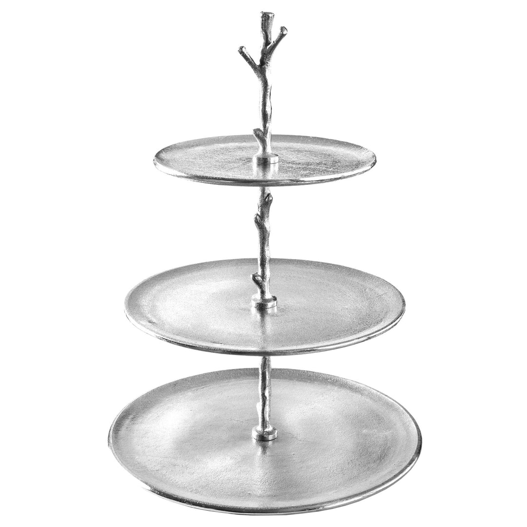 Riess Ambiente Elegante Etagere Abstract 48cm Aluminium Silber mit DREI Etagen Servierständer Obstsc