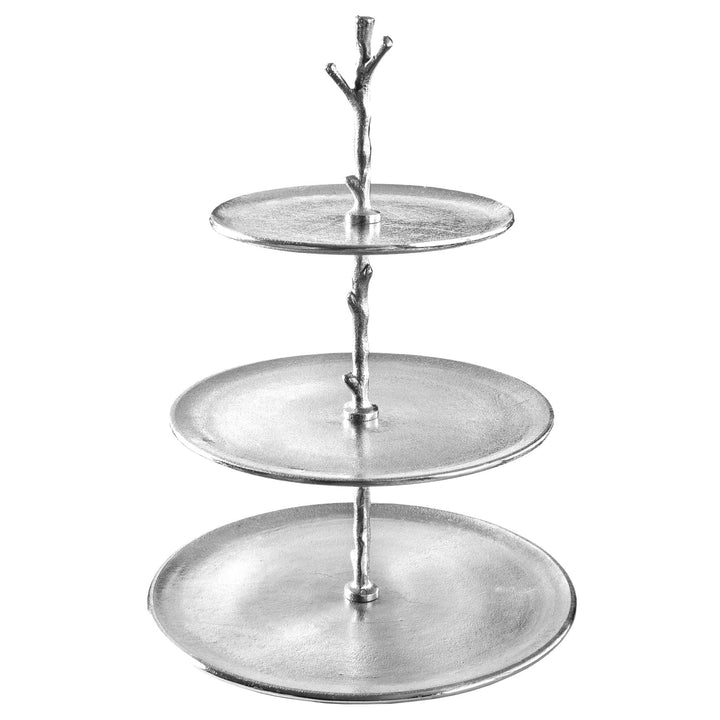 Riess Ambiente Elegante Etagere Abstract 48cm Aluminium Silber mit DREI Etagen Servierständer Obstsc