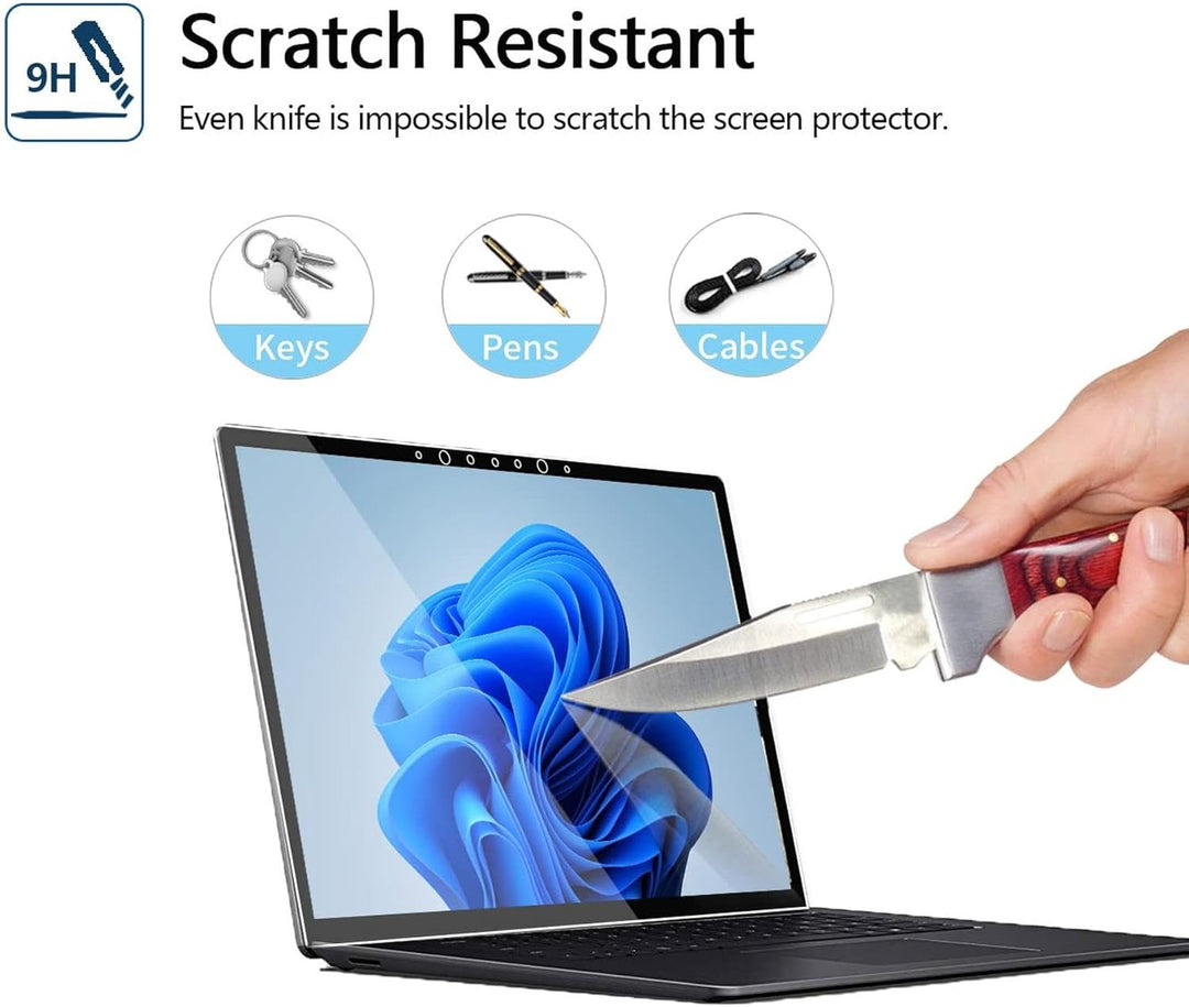 MEGOO [3 Stück] Displayschutzfolie für Surface Laptop 5/4/3 13,5 Zoll, gehärtetes Glas/einfache Inst