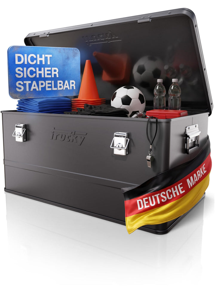 Trucky Aluminium Box mit Deckel Schwarz Alu Kiste Box Alukiste 85 Liter Transportbox Metallbox Alu A