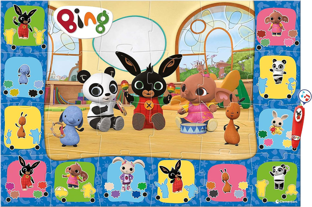 Clementoni Bing-Il Riesenteppich Puzzle für Kinder, 24 Stück, mit interaktivem Stift, Lernspiel 3 Ja