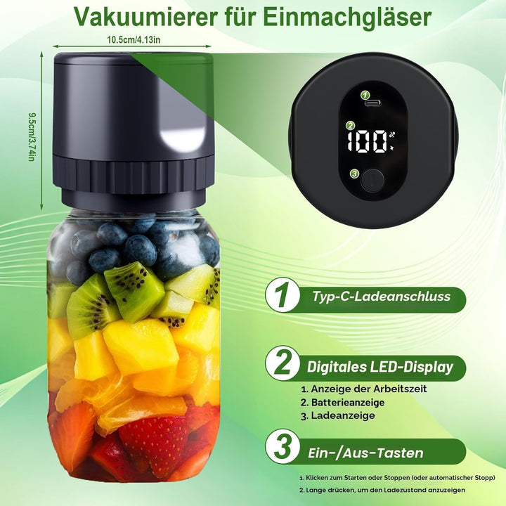 Domigard Einmachglas Vakuumierer, Elektrischer Vakuumierer für Einmachgläser, Vakuumiergerät für bre
