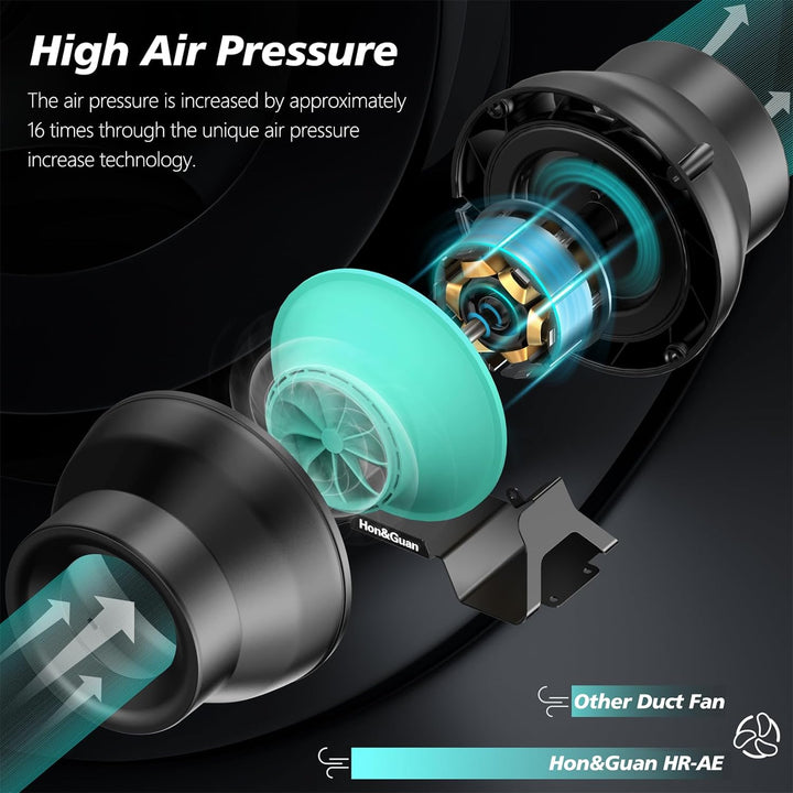 Hon&Guan Regelbar Rohrlüfter 100mm Leise mit Geschwindigkeitsregler, Rohrventilator Starker Winddruc