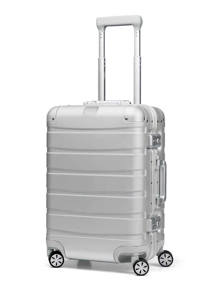 REDOLZ Pro Aluminium Handgepäck Koffer 55x37x23 cm Kabinenkoffer Hartschale 4 Rollen Spinner Trolley