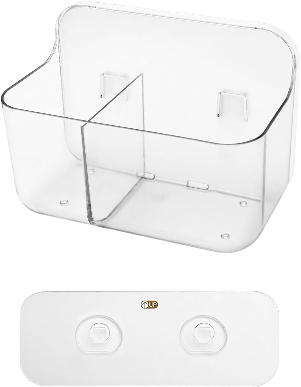 CGBE Duschablage Ohne Bohren, 2 Packs Transparenter Badezimmer Organizer für Wandmontage mit Selbstk