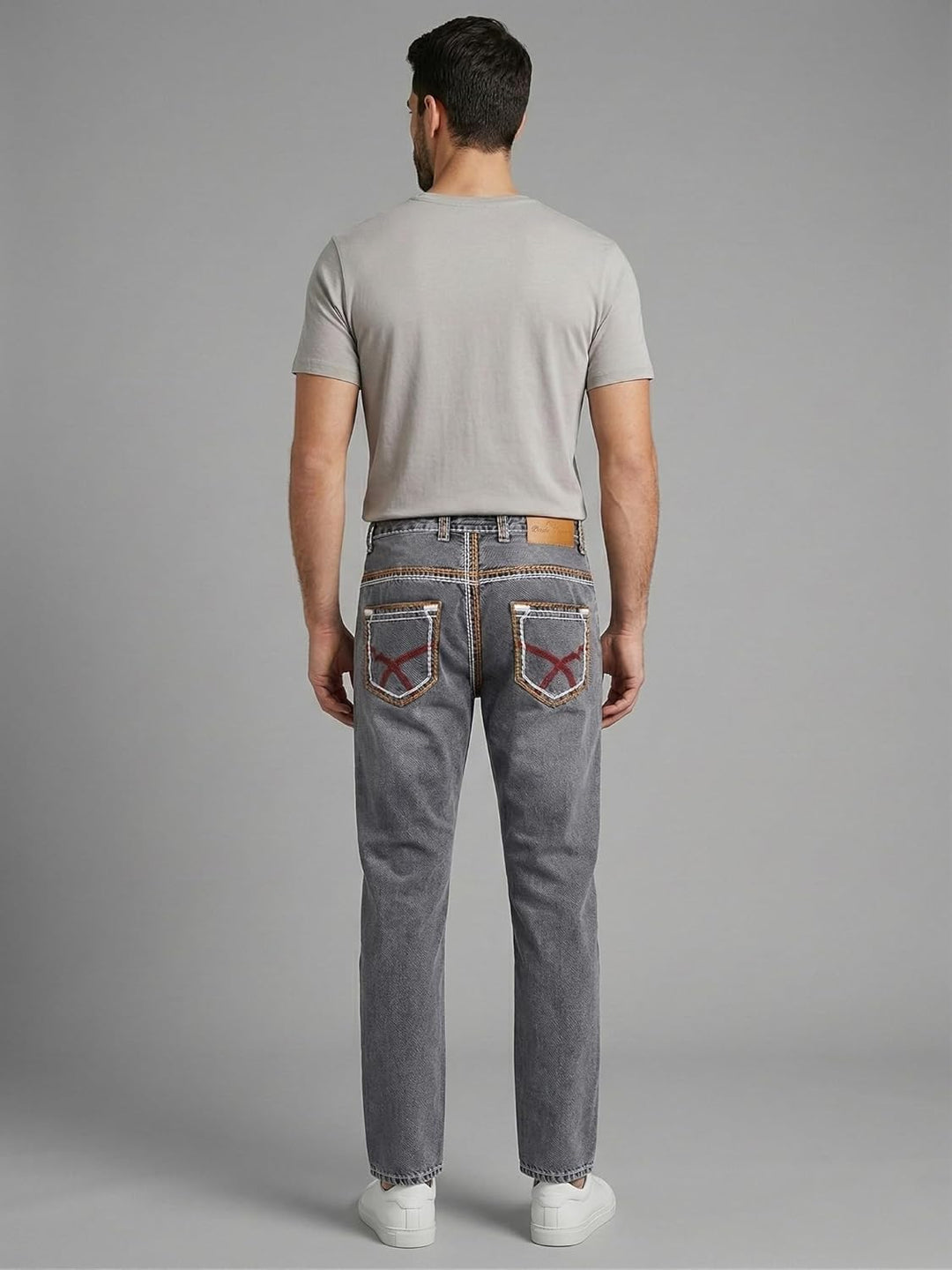 Rock Creek Herren Designer Jeans Hose Dicke Nähte Vintage Blau RC-2056 40W / 30L Dunkelgrau - Rc-216