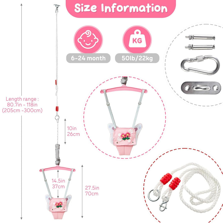 FUNLIO Baby Jumper mit Deckenhaken für 6–24 Monate, Türhopser für Babys für drinnen und draussen, Ba