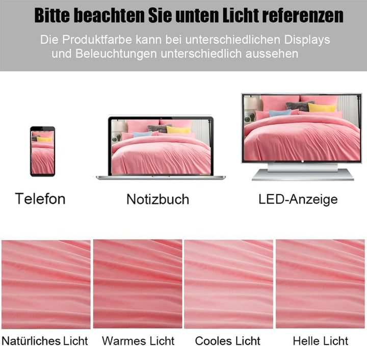 Winter Flanell bettwäsche 200x200 - Rosa Flauschige und warme Cashmere Touch Bettbezug + Kissenbezug