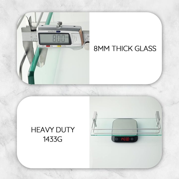 SAYAYO Duschablage Glasregal Edelstahl Duschregal Gebürstet Badezimmer Regal Duschkorb Shampoo Halte