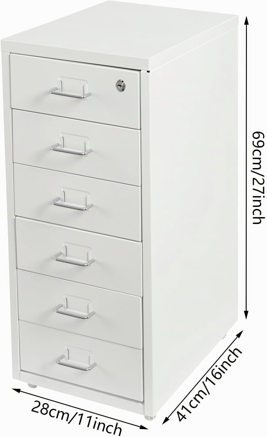6 Ebenen Mobiler Vertikal Aktenschränke Aufbewahrungsschrank für Home-Office,28x41x69cm Anti-Kippen