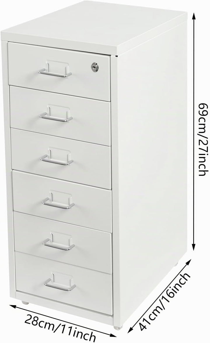 6 Ebenen Mobiler Vertikal Aktenschränke Aufbewahrungsschrank für Home-Office,28x41x69cm Anti-Kippen