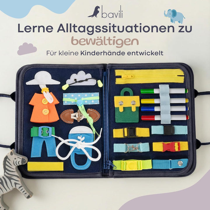 Montessori Busy Board ab 3 Jahre - 8 interaktive Seiten mit Deutschen Inhalten - Montessori Spielzeu