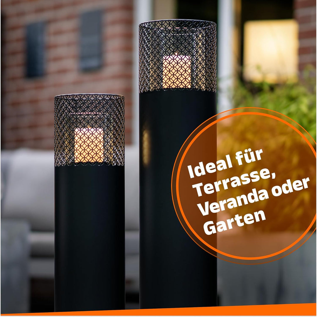 BENTSON Windlichtsäule Anthrazit I 2er Set I Deko-Säule für Garten im Industrial Design I Windlicht