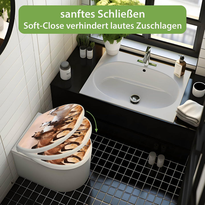 banjado Toilettendeckel mit Absenkautomatik 44,5x37cm - Soft Close Toilettensitz - WC Sitz mit Absen