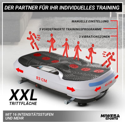 Miweba Sports Fitness 4D Wave Vibrationsplatte MV300 | 3 Jahre Garantie - 800 Watt - Armband Fernbed