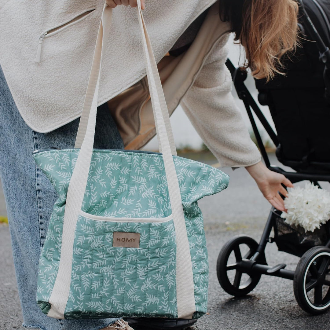 Leichte Wickeltasche für Babys – grosse Kapazität, gesteppte Baumwoll-Wickeltasche mit 3 Innentasche